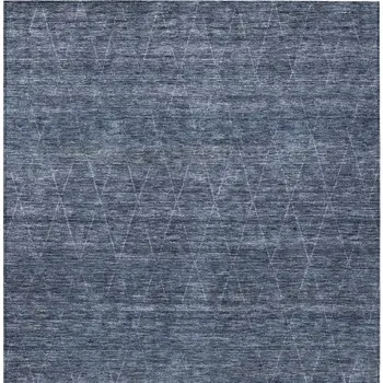 9' X 12' Navy Blue And Ivory Geometric Washable Indoor Outdoor Area Rug
