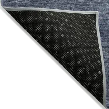 9' X 12' Navy Blue And Ivory Geometric Washable Indoor Outdoor Area Rug