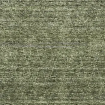 5' X 8' Olive Green And Ivory Geometric Washable Indoor Outdoor Area Rug