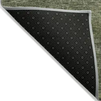 9' X 12' Olive Green And Ivory Geometric Washable Indoor Outdoor Area Rug