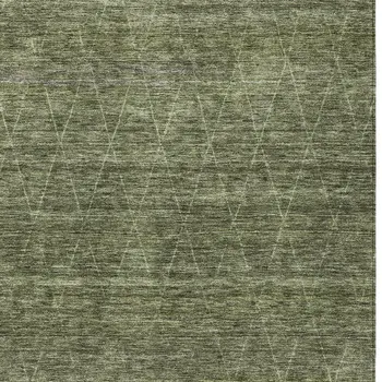 9' X 12' Olive Green And Ivory Geometric Washable Indoor Outdoor Area Rug