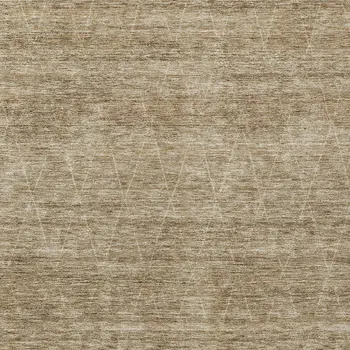 3' X 5' Wheat And Ivory Geometric Washable Indoor Outdoor Area Rug