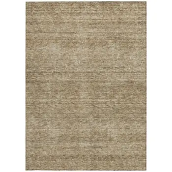 8' X 10' Wheat And Ivory Geometric Washable Indoor Outdoor Area Rug