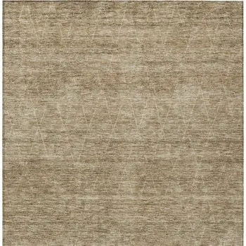 10' X 14' Wheat And Ivory Geometric Washable Indoor Outdoor Area Rug