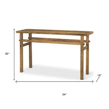 54" Brown Solid Wood Distressed Console Table
