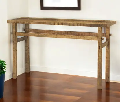54" Brown Solid Wood Distressed Console Table
