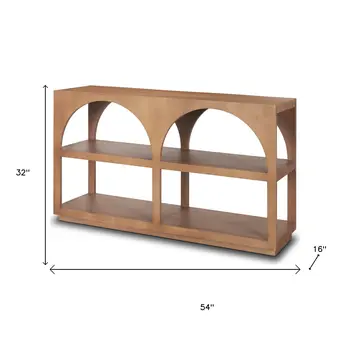 54" Brown Solid Wood Floor Shelf Console Table With Two Shelves