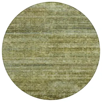 8' Olive Green And Brown Round Striped Washable Indoor Outdoor Area Rug