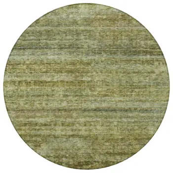 8' Olive Green And Brown Round Striped Washable Indoor Outdoor Area Rug