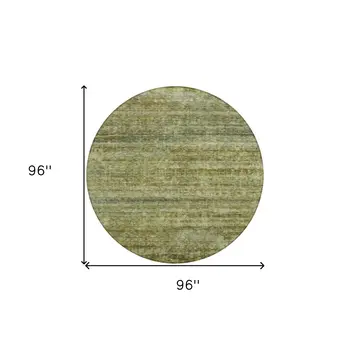 8' Olive Green And Brown Round Striped Washable Indoor Outdoor Area Rug