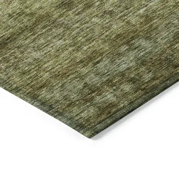10' X 14' Olive Green And Brown Striped Washable Indoor Outdoor Area Rug