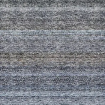 5' X 8' Blue And Gray Striped Washable Indoor Outdoor Area Rug