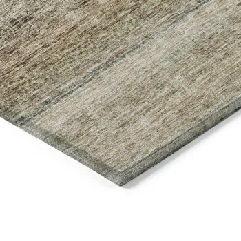 5' X 8' Copper And Green Striped Washable Indoor Outdoor Area Rug