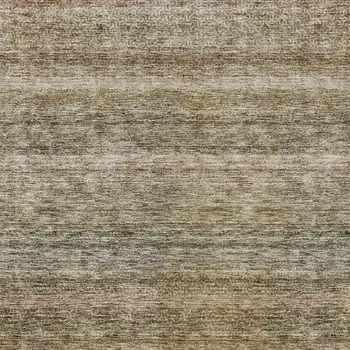 5' X 8' Copper And Green Striped Washable Indoor Outdoor Area Rug