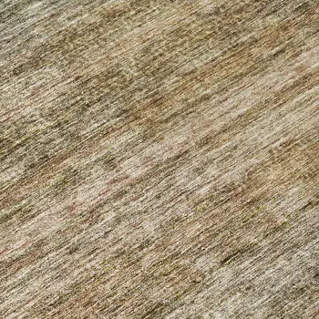8' Copper And Green Round Striped Washable Indoor Outdoor Area Rug