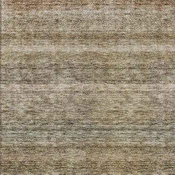 10' X 14' Copper And Green Striped Washable Indoor Outdoor Area Rug