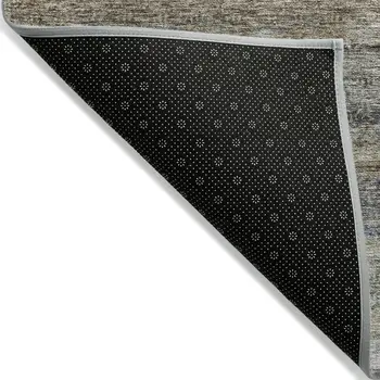 8' X 10' Taupe And Green Striped Washable Indoor Outdoor Area Rug