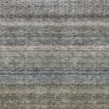 8' X 10' Taupe And Green Striped Washable Indoor Outdoor Area Rug
