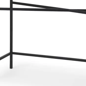 50" White and Black Genuine Marble and Metal Console Table