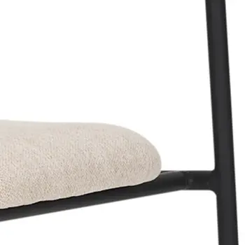 Cream and Black Upholstered Fabric And Metal Open Back Dining Side Chair