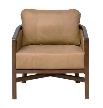 32" Brown Genuine Leather Arm Chair
