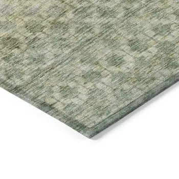 5' X 8' Artichoke Green And Beige Striped Washable Indoor Outdoor Area Rug