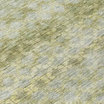 8' Artichoke Green And Beige Round Striped Washable Indoor Outdoor Area Rug