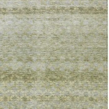 8' X 10' Artichoke Green And Beige Striped Washable Indoor Outdoor Area Rug