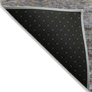 3' X 5' Brown Black And Brick Red Striped Washable Indoor Outdoor Area Rug