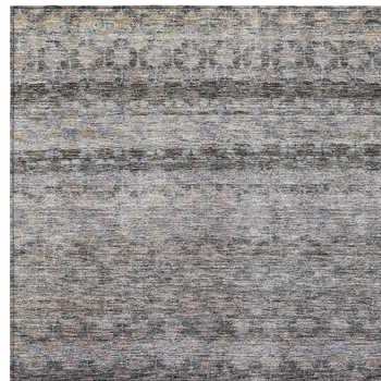 3' X 5' Brown Black And Brick Red Striped Washable Indoor Outdoor Area Rug