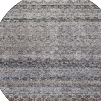 8' Brown Black And Brick Red Round Striped Washable Indoor Outdoor Area Rug