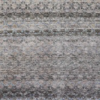 9' X 12' Brown Black And Brick Red Striped Washable Indoor Outdoor Area Rug