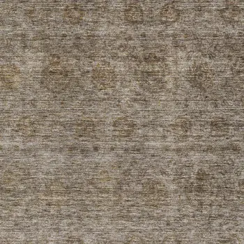 8' X 10' Brown And Tan Floral Washable Indoor Outdoor Area Rug