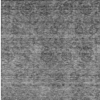 3' X 5' Gray And Charcoal Floral Washable Indoor Outdoor Area Rug