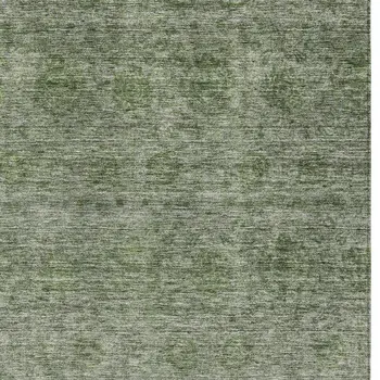 3' X 5' Olive Green And Beige Floral Washable Indoor Outdoor Area Rug