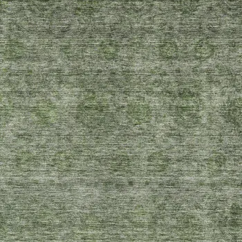 5' X 8' Olive Green And Beige Floral Washable Indoor Outdoor Area Rug
