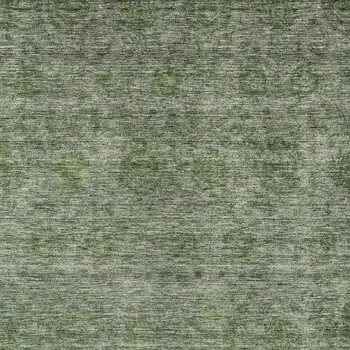 9' X 12' Olive Green And Beige Floral Washable Indoor Outdoor Area Rug
