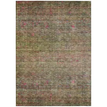 3' X 5' Artichoke Green And Hot Pink Floral Washable Indoor Outdoor Area Rug