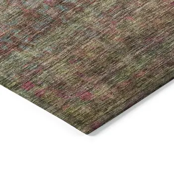 3' X 5' Artichoke Green And Hot Pink Floral Washable Indoor Outdoor Area Rug
