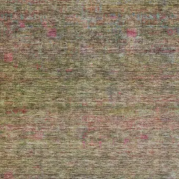 9' X 12' Artichoke Green And Hot Pink Floral Washable Indoor Outdoor Area Rug