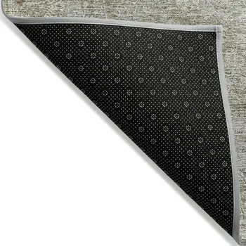 5' X 8' Linen And Gray Floral Washable Indoor Outdoor Area Rug