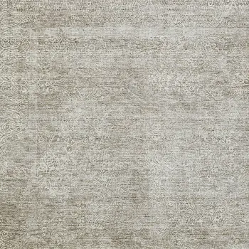 5' X 8' Linen And Gray Floral Washable Indoor Outdoor Area Rug