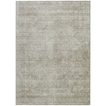 9' X 12' Linen And Gray Floral Washable Indoor Outdoor Area Rug