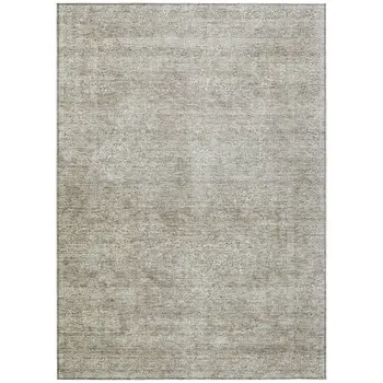 10' X 14' Linen And Gray Floral Washable Indoor Outdoor Area Rug