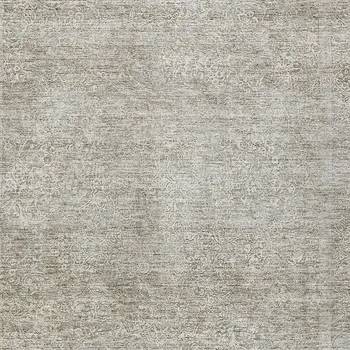 10' X 14' Linen And Gray Floral Washable Indoor Outdoor Area Rug