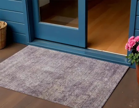 3' X 5' Plum And Lavender Floral Washable Indoor Outdoor Area Rug