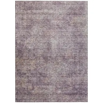 3' X 5' Plum And Lavender Floral Washable Indoor Outdoor Area Rug
