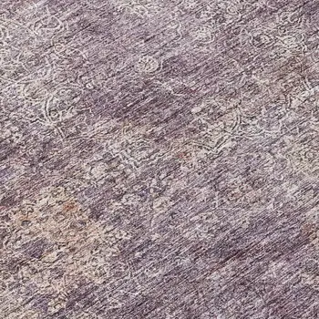 8' Plum And Lavender Round Floral Washable Indoor Outdoor Area Rug
