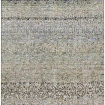 8' X 10' Blue Green And Gold Floral Washable Indoor Outdoor Area Rug