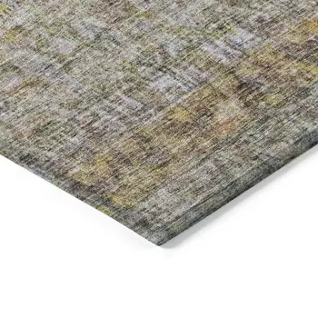 10' X 14' Blue Green And Gold Floral Washable Indoor Outdoor Area Rug